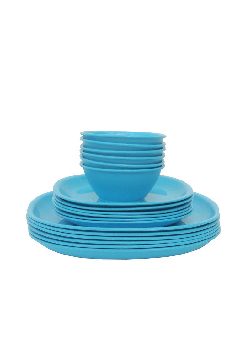 Incrizma- 18 Pcs Square Dinner Set Turquoise Blue