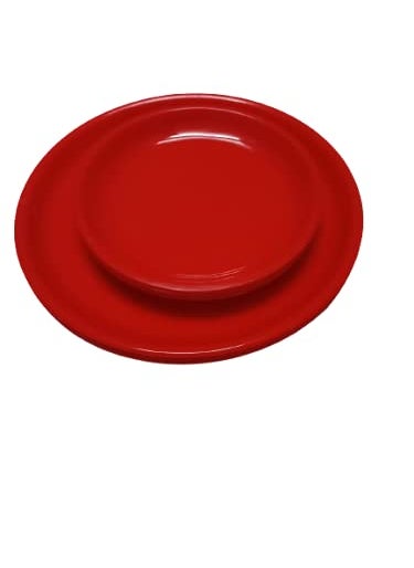 Everbuy® Microwave Safe Unbreakable Round Dinner Set Big Plates Set of 6 Small Plates Set of 6- Cherry Red
