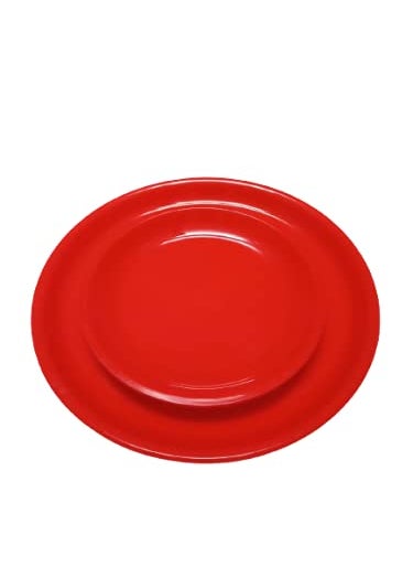 Everbuy® Microwave Safe Unbreakable Round Dinner Set Big Plates Set of 6 Small Plates Set of 6- Cherry Red