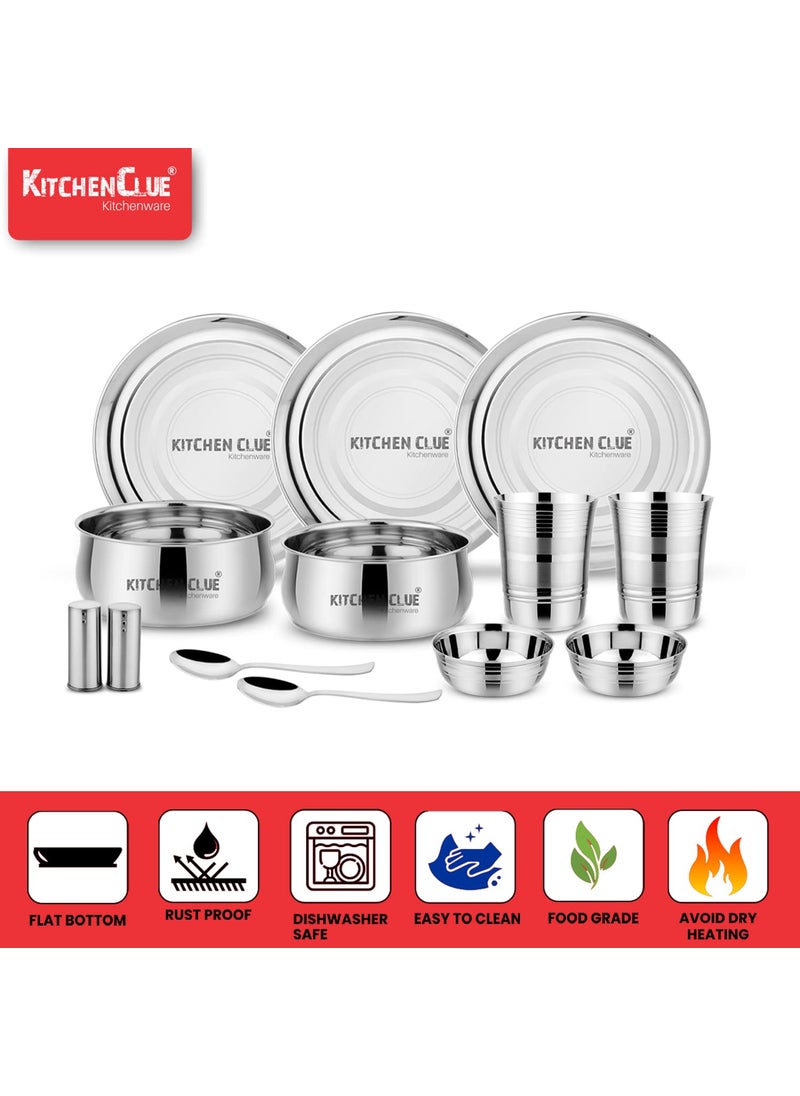 KITCHEN CLUE Steel Dinner Set 20 Pcs, Premium Grade Stainless Steel Dinner Set for Kitchen, Superior & Excluisve Range of Dinnerware Combo Set - Kitchen Set for Home Kitchen Items