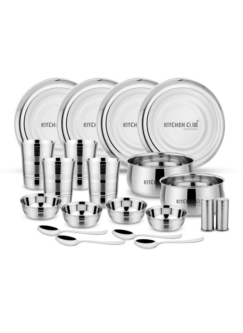 KITCHEN CLUE Steel Dinner Set 20 Pcs, Premium Grade Stainless Steel Dinner Set for Kitchen, Superior & Excluisve Range of Dinnerware Combo Set - Kitchen Set for Home Kitchen Items