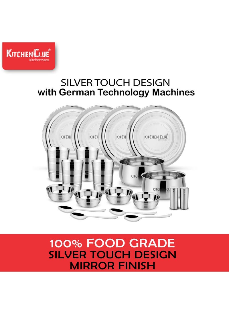 KITCHEN CLUE Steel Dinner Set 20 Pcs, Premium Grade Stainless Steel Dinner Set for Kitchen, Superior & Excluisve Range of Dinnerware Combo Set - Kitchen Set for Home Kitchen Items