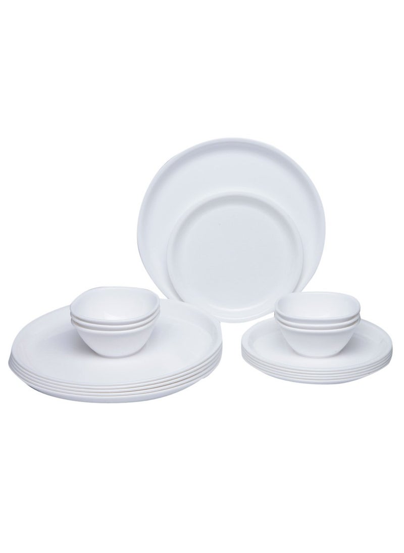 Incrizma Polypropylene Microwave Safe Break Resistant Dinner Set, 18 Pieces, Round, White