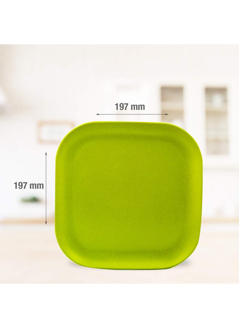 Decor EcoLite Bamboo Non Toxic Reusable Eco-Friendly Dinner Set for Couples - 4 Small Plates and 4 Bowls (Lime) - 8 Pieces