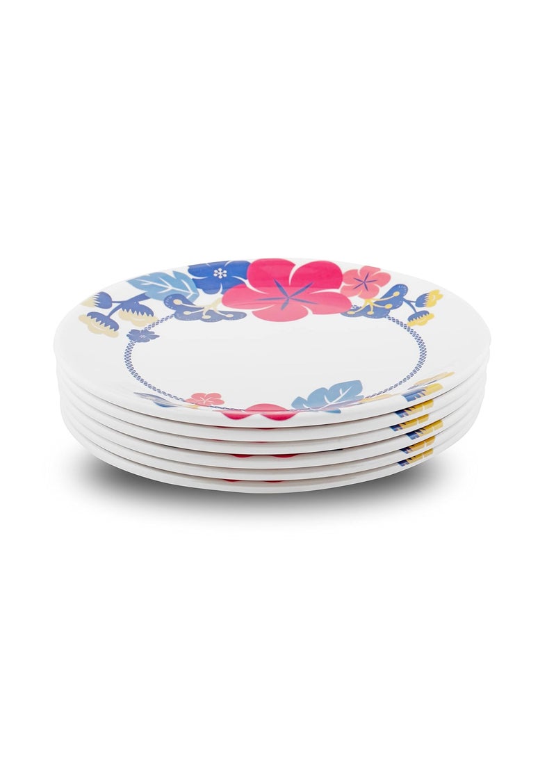 Superware | Food Grade Melamine | Dinner Plate Set – Hibiscus (12.5 inches, 6 nos.) | Dinnerware, Tableware, Stain Free, Glazed Finish