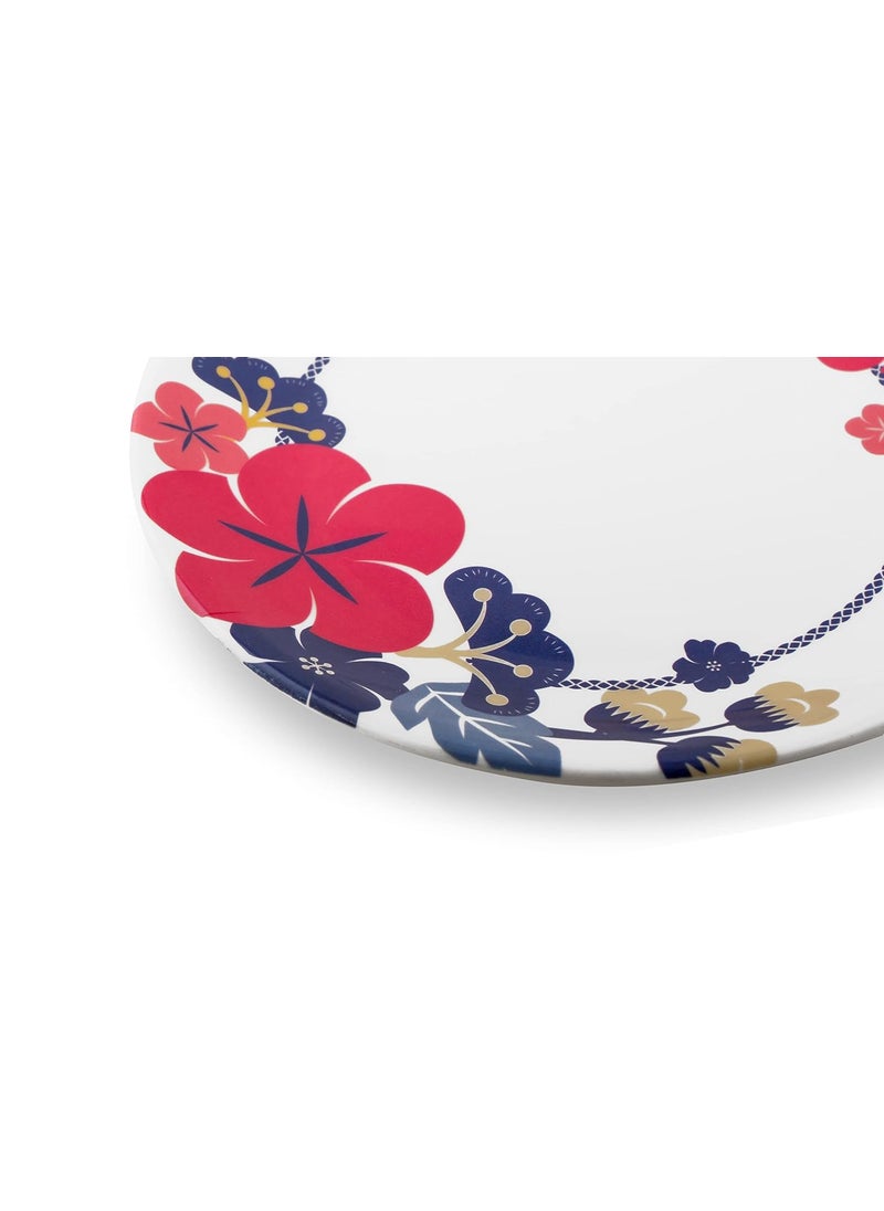 Superware | Food Grade Melamine | Dinner Plate Set – Hibiscus (12.5 inches, 6 nos.) | Dinnerware, Tableware, Stain Free, Glazed Finish