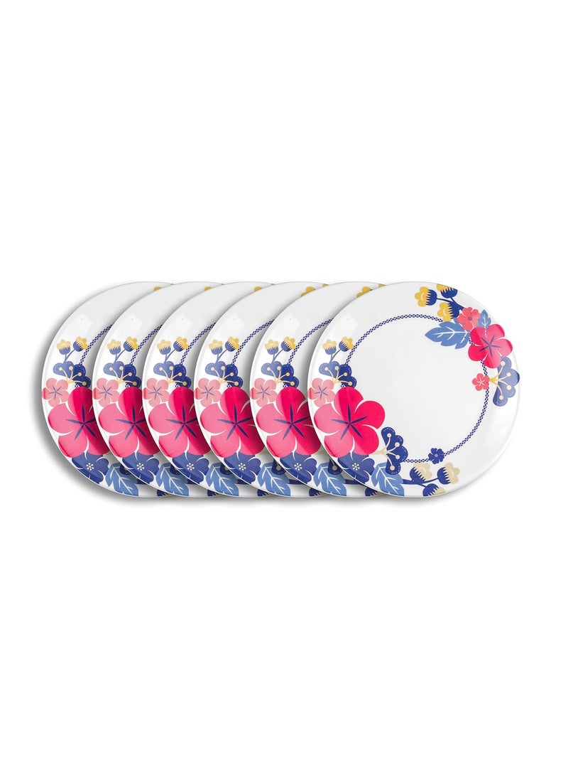 Superware | Food Grade Melamine | Dinner Plate Set – Hibiscus (12.5 inches, 6 nos.) | Dinnerware, Tableware, Stain Free, Glazed Finish