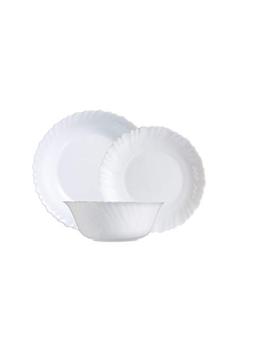 Incrizma Bachelor Opal Glass Dinner Set (Feston White) - 8 Pieces