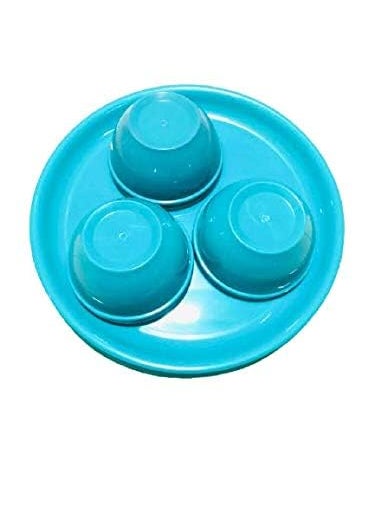 Everbuy® Microwave Safe and Unbreakable Round Full Plates with Bowl - Pack of 3 Plates and 3 Bowl Set-6 Pieces -Green