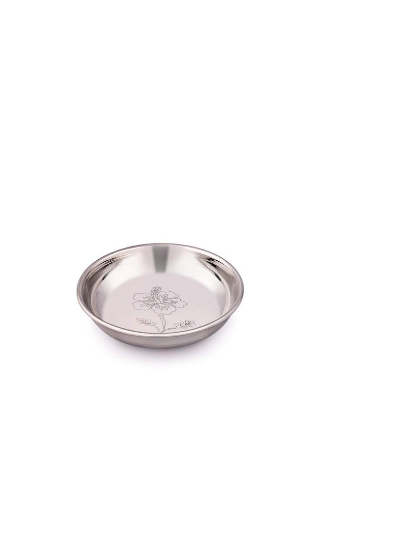 Coconut Stainless Steel (Heavy Guage) Platina Laser Engrave Design Dinner Set/Dinnerware - 6 Pieces