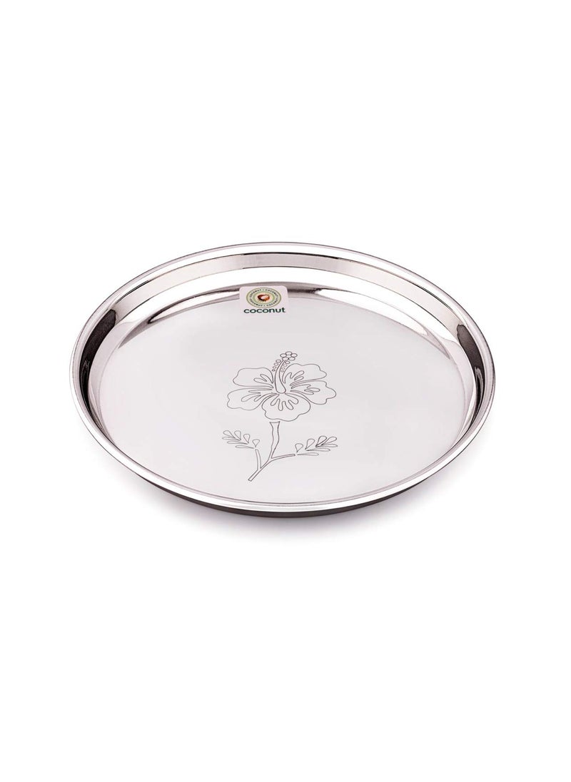 Coconut Stainless Steel (Heavy Guage) Platina Laser Engrave Design Dinner Set/Dinnerware - 6 Pieces