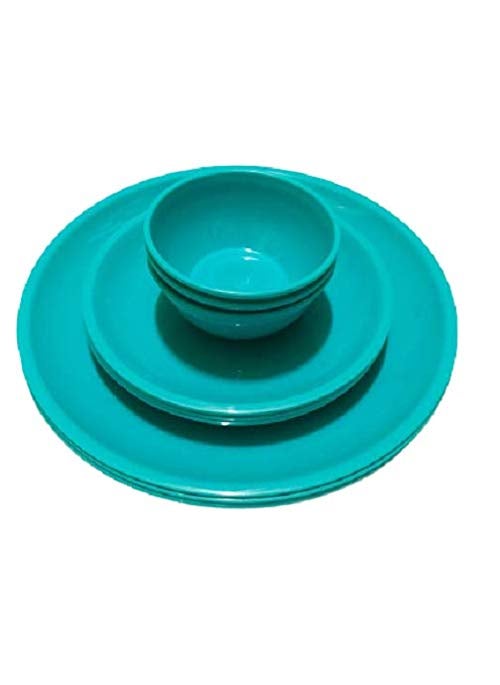 Everbuy® Microwave Safe Dinner Set - 9 Piece Round, Sea Green
