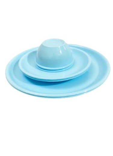 Everbuy® Round Full Ocean Blue Dinner and Quarter Plates and Veg Bowl Set (Pack of 6)