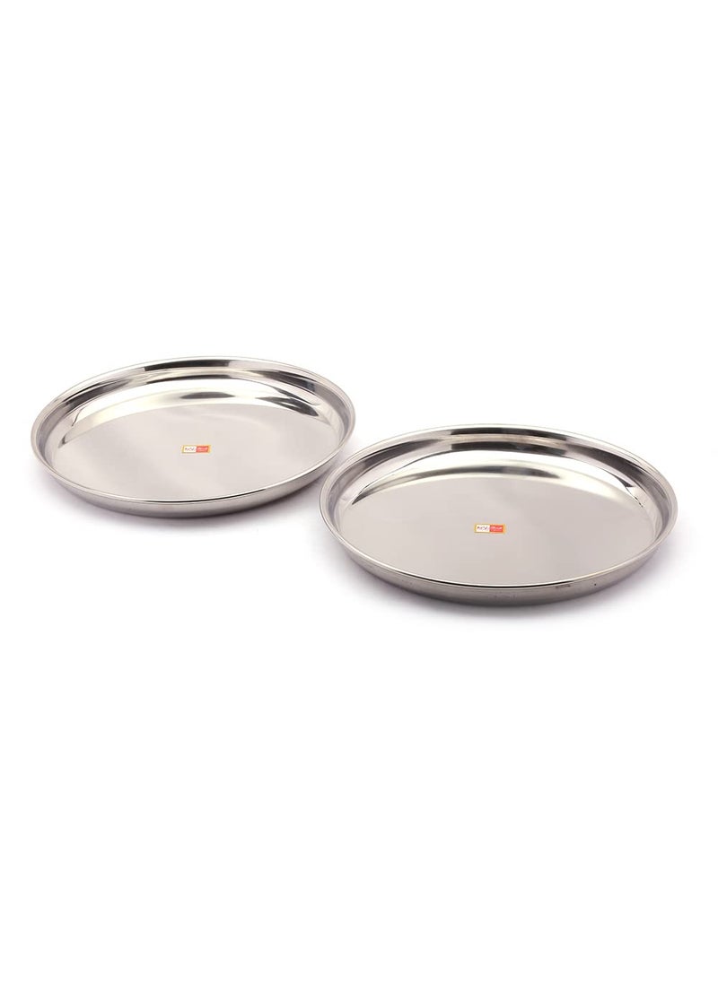 KCL Stainless Steel Heavy Gauge Dinner Thali Set - Set of 2