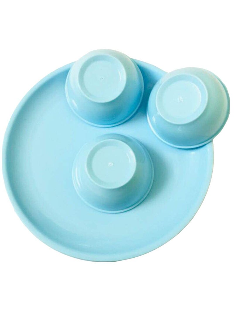 Everbuy® Microwave Safe and Standard Set with Serving Dish Unbreakable Round Full 3 Plates with 6 Bowl (Ocean Blue)