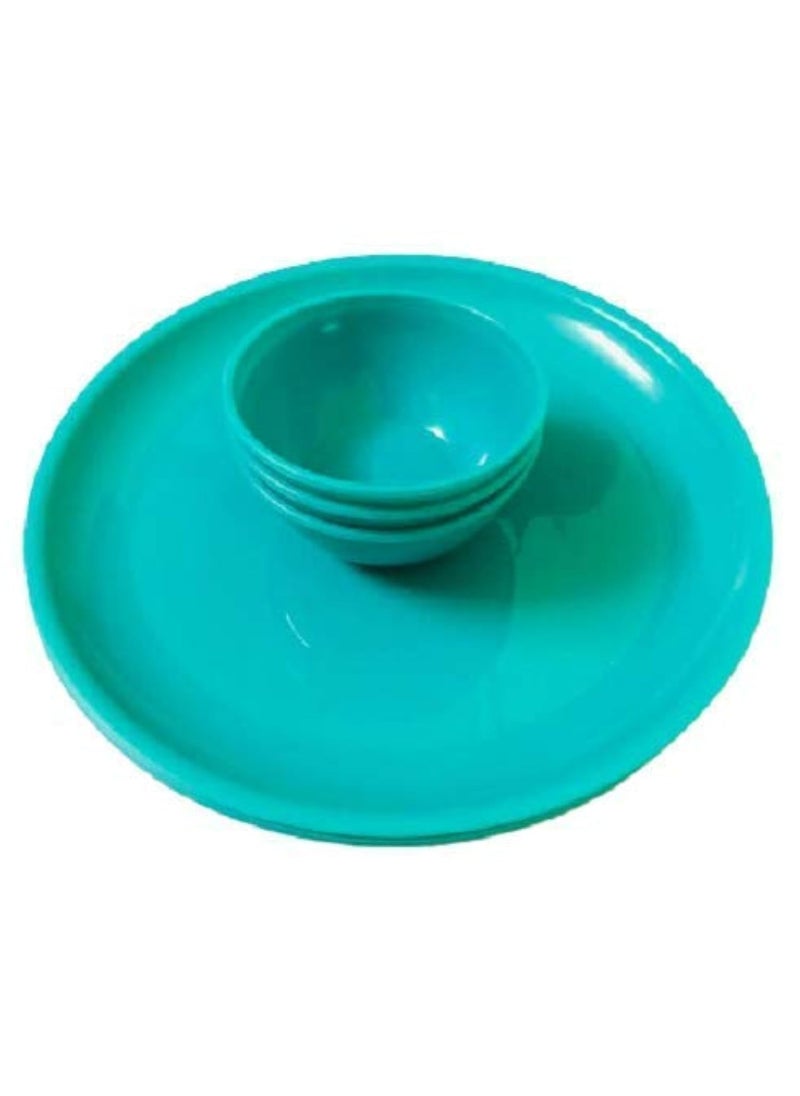 Everbuy® Microwave Safe and Unbreakable Round Full Plates with Bowl - Pack of 3 Plates and 3 Bowl Set-6 Pieces