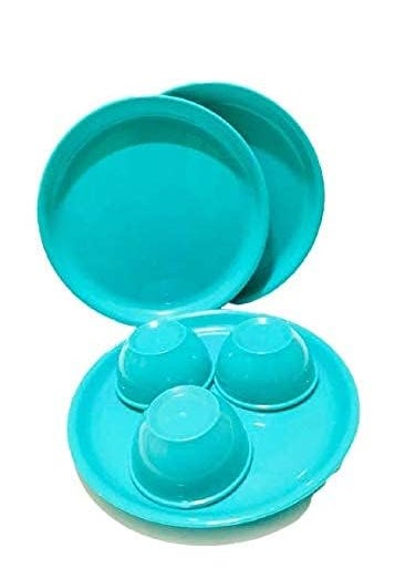 Everbuy® Microwave Safe and Unbreakable Round Full Plates with Bowl - Pack of 3 Plates and 3 Bowl Set-6 Pieces
