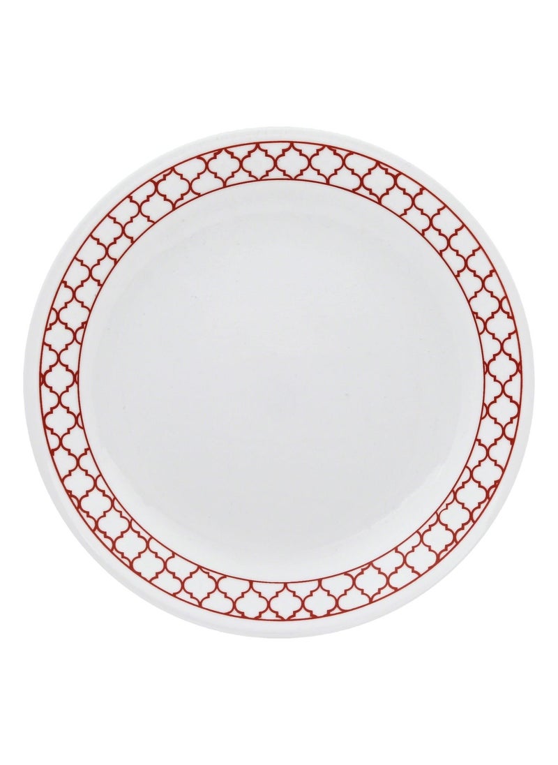 Corelle Crimson Trellis Glass Medium Plate Pack of 6, 21CM, Multicolor