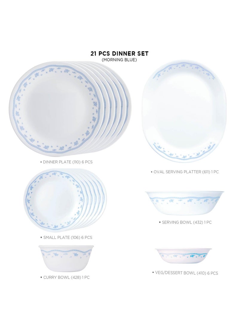 Corelle Livingware Series Morning Blue 21 Pcs Dinner Set