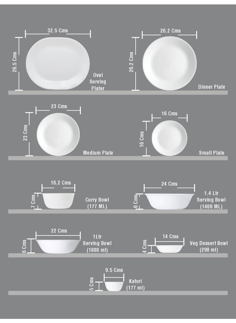 CORELLE Asia Collection Green Breeze 26cm Dinner Plate (2Pcs) & 177ml Katori (2Pcs) Pack of 4