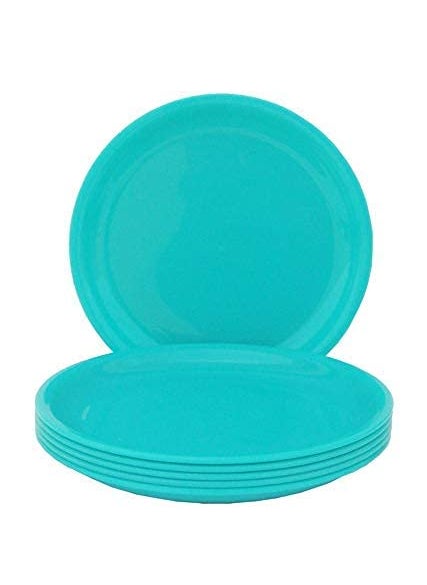 Everbuy® Glossy Finish Microwave Safe Full Plates for Home and Restaurant (28 cm) Green Dinner Plate (Pack of 9, Microwave Safe)