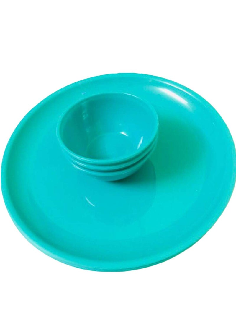 Everbuy® Microwave Safe and Unbreakable Round Full Plates with Bowl - Pack of 6 Plates and 6 Bowl Set-12 Pieces (Assorted Color)