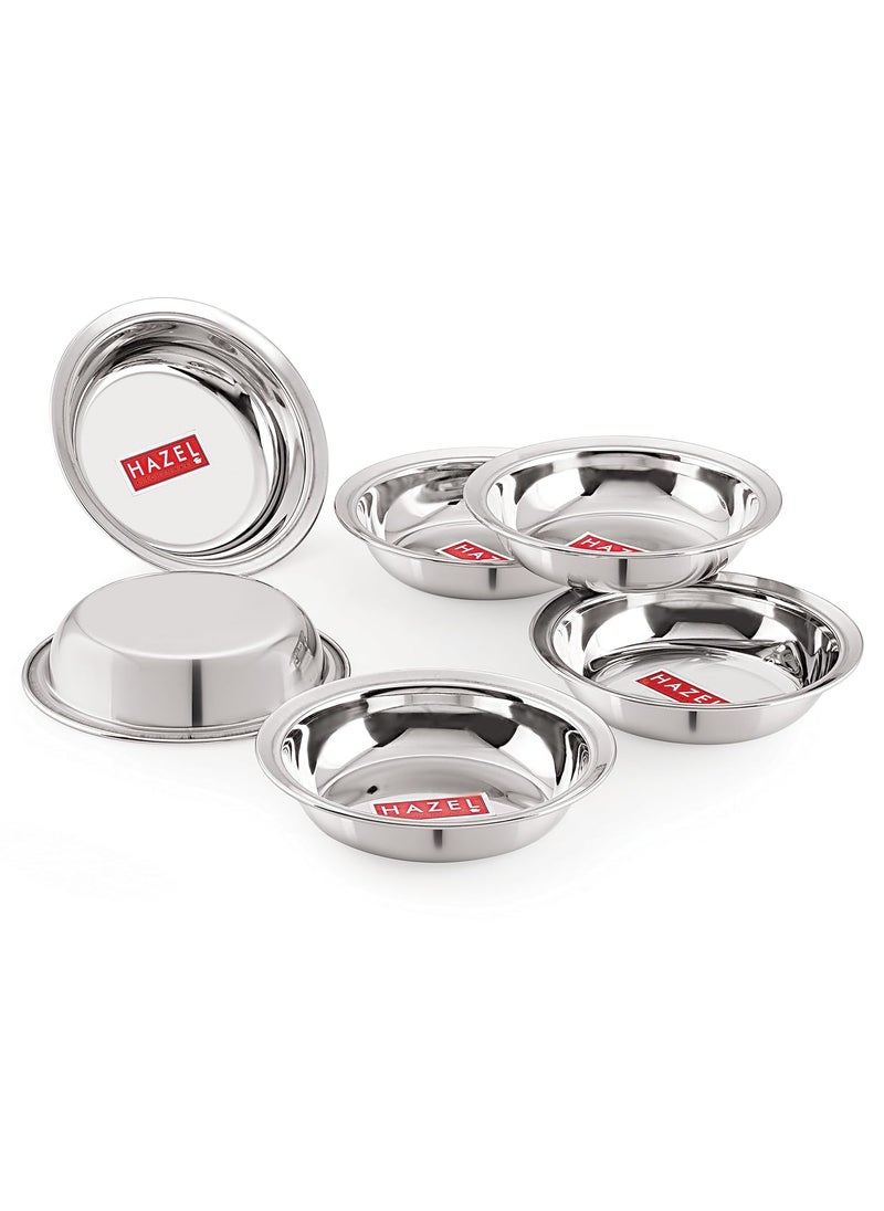 HAZEL Stainless Steel Snack Bowl/Plate Set | Small Steel Plates Dish for Snacks | Breakfast Plates, Set of 6, 270 ML