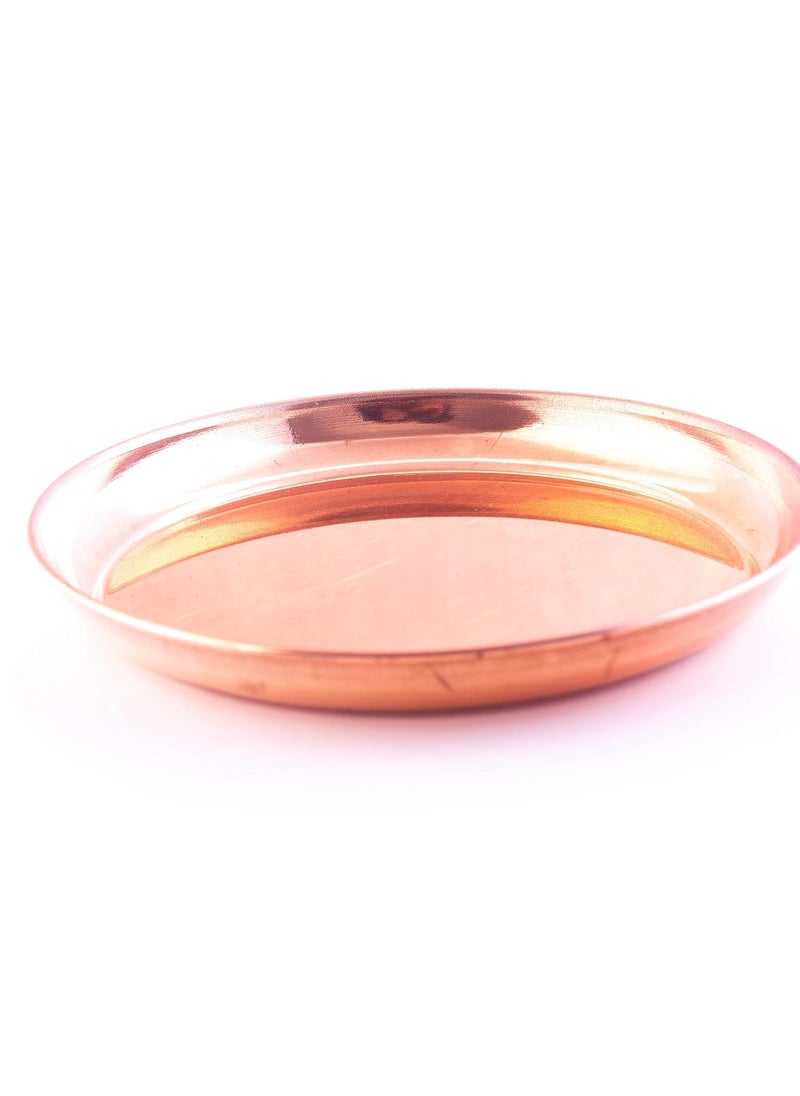 Rolimoli Pure Copper Thali Tray Plate, Serving Tea Coffee, Home D?cor, Tableware,10 inch