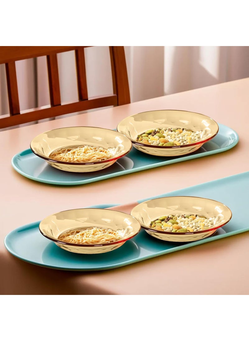 UMAI Borosilicate Glass Dinner Set of 4 Plates | Home Crockery for Dining | Microwave Dishwasher Safe | Dinner Plates for Festive Occasions/Parties | Housewarming Gift | Amber (Designer - 23cm)