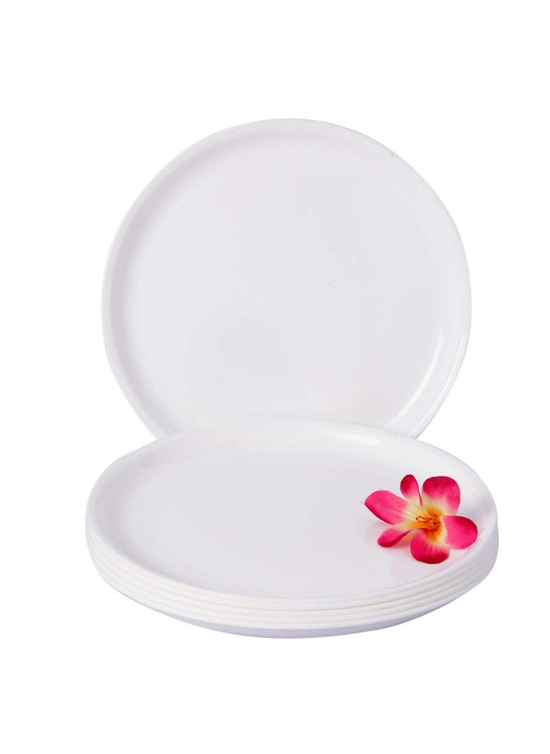 Everbuy® Microwave Safe Unbreakable Round Dinner Set 6 Pcs Plate in White Color Dinner Plate