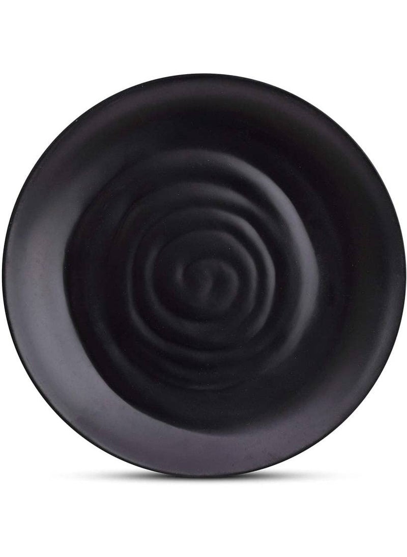 Everbuy® 8 Inches Quarter Plate for Fast Food Like Pasta/Snacks/Pizza in Melamine Black Color