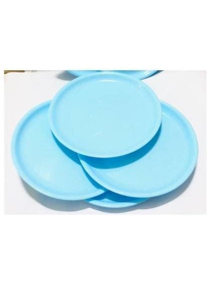 Everbuy® Blue Colour Unbreakable Acrylic |Microwave Safe Round Dinner Plates Set (8 Plates, Size: 11 Inch)