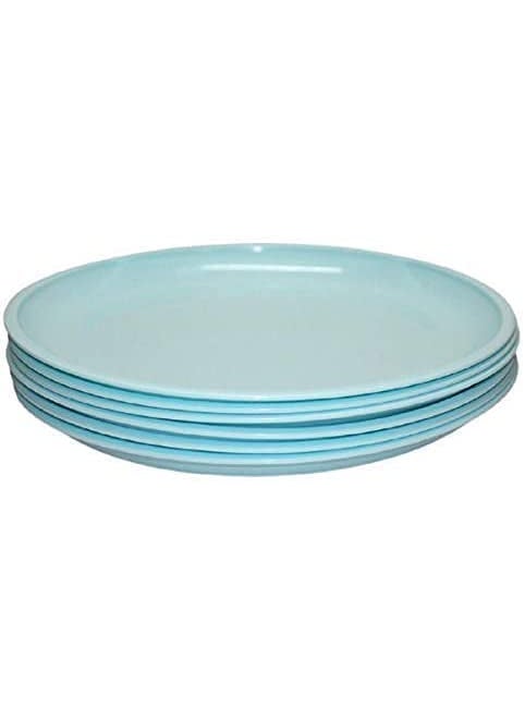 Everbuy® Blue Colour Unbreakable Acrylic |Microwave Safe Round Dinner Plates Set (8 Plates, Size: 11 Inch)