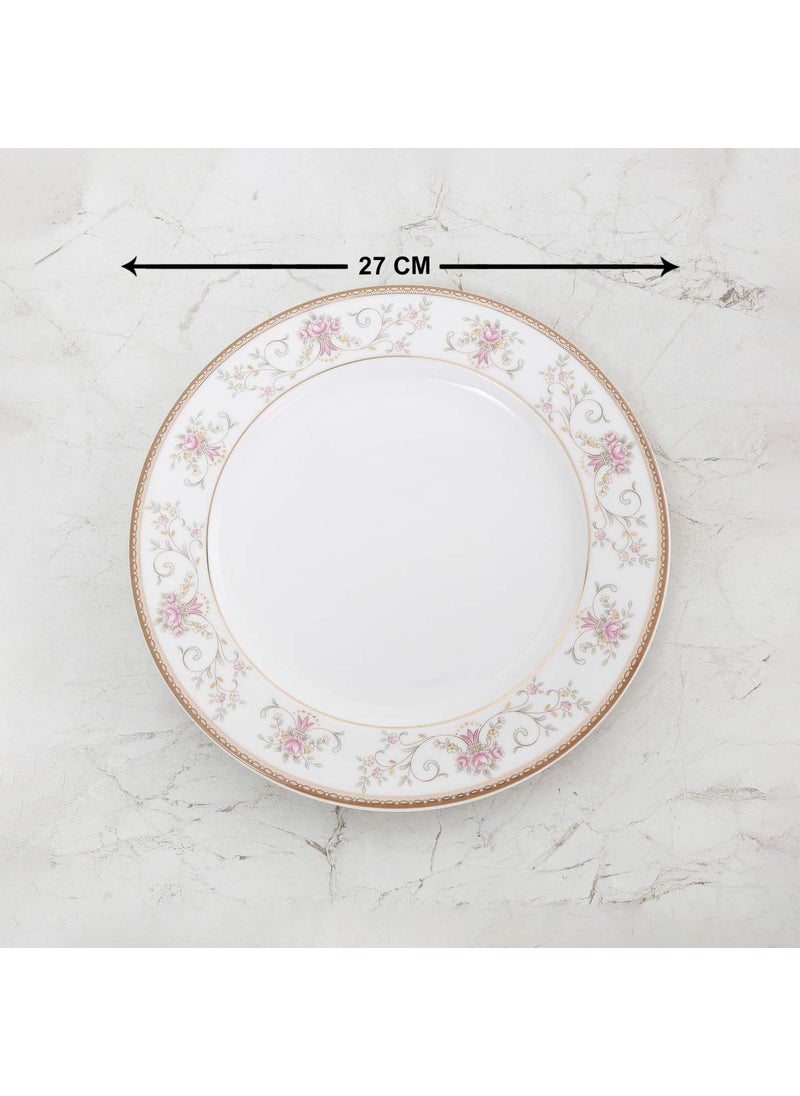 Home Centre Altius Casablanca White Floral Print Bone China Dinner Plate - 27cm