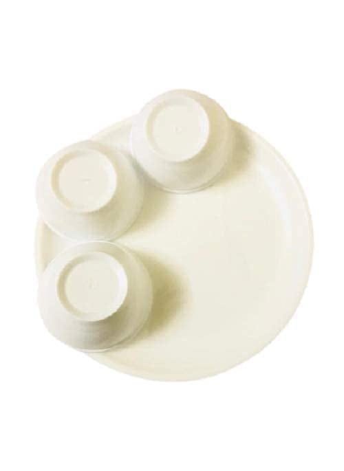 Everbuy® Microwave Safe and Standard Set with Serving Dish Unbreakable Round Full Plates with Bowl (Off White) - Pack of 3 Plates and 6 Bowl Set