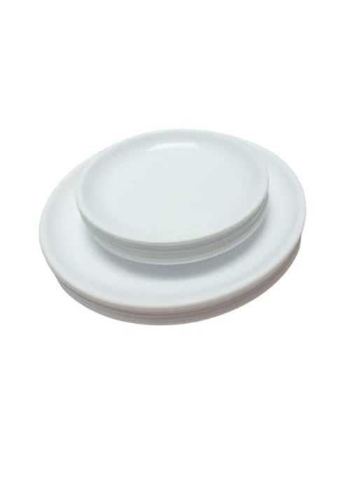 Everbuy® Round Microwave Safe Full White Dinner and Quarter Plates Set (Pack of 6)