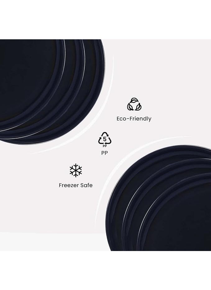 Everbuy® BPA Free Full Round Plates for Dinner Lunch Breakfast, Food Grade, Reusable, Full Meals Thali (Plastic, Set of 6, Dishwasher Safe, Microwave Safe)