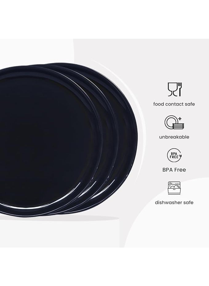 Everbuy® BPA Free Full Round Plates for Dinner Lunch Breakfast, Food Grade, Reusable, Full Meals Thali (Plastic, Set of 6, Dishwasher Safe, Microwave Safe)