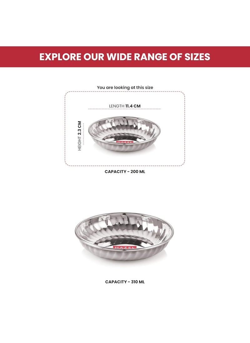 HAZEL Stainless Steel Plate Set | 11.4 cm Each Snacks Serving Plates, Small Size | Multipurpose Dinner Plates for Kitchen Ideal for Daily Use, Set of 12