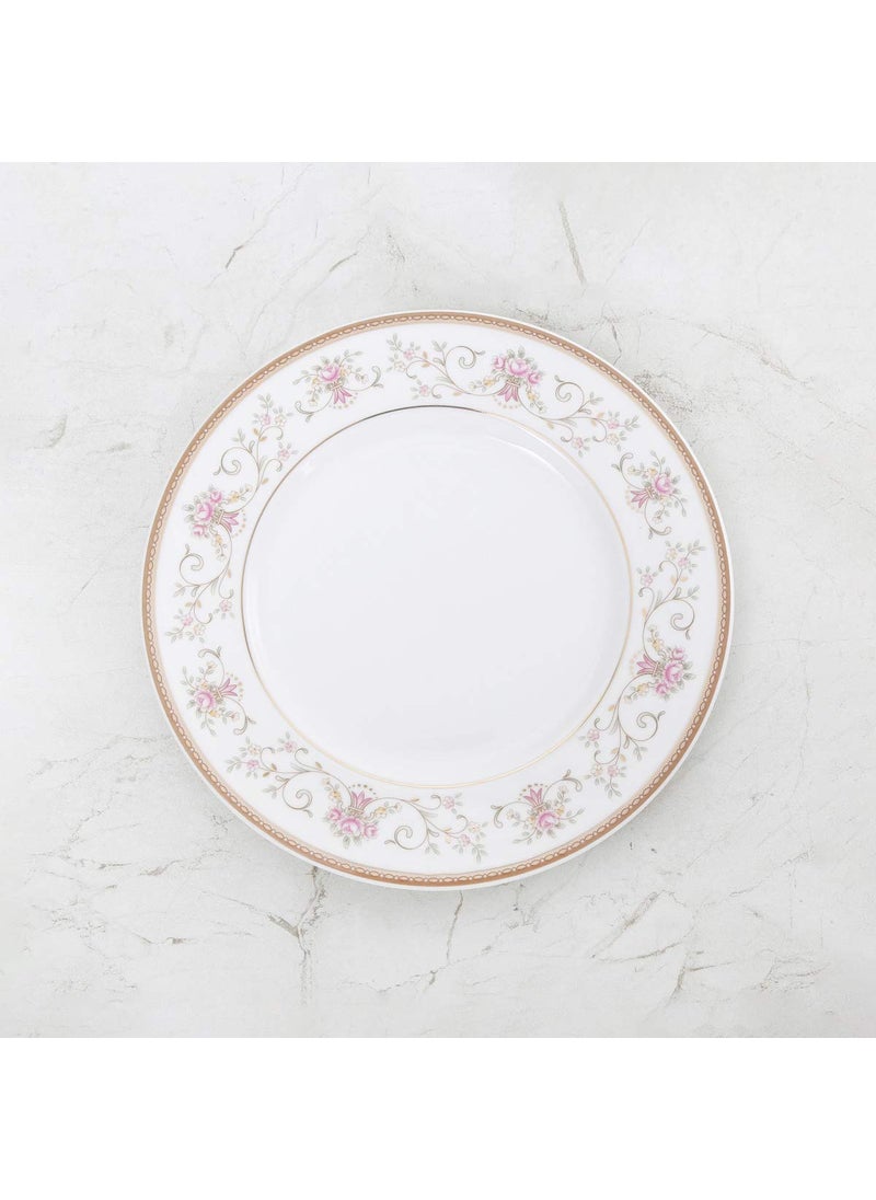 Home Centre Altius Casablanca Floral Side Plate - Bone China - Side Plate 2 cm H x 20 cm Diameter -Gold