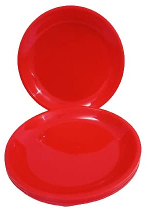 Everbuy Round Snacks/Starters Serving Plates (Set of 12; 7 Inch), Red