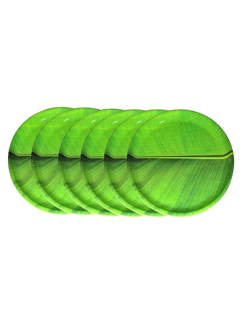 Smart Buy Banana Design Round Melamine Dinner/Dinnerware Plates, 10” inch (Set of 6 Plates) [Color-Green].