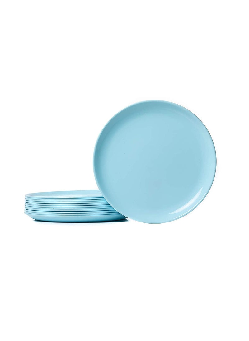 Everbuy Microwave Safe Round Full Plate Set, Set of 3, (Ocean Blue)