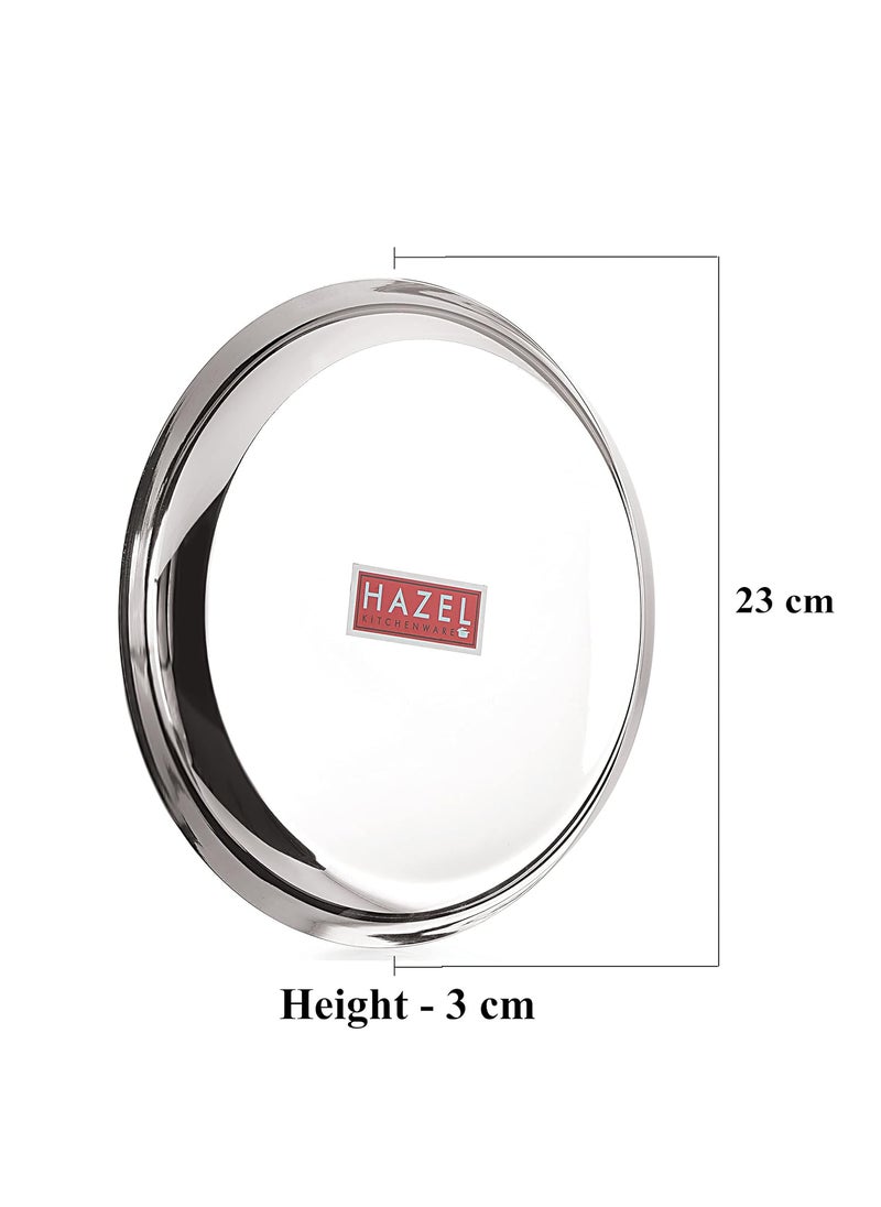 HAZEL Steel Plates for Lunch |Plates Set Steel for Dinner | Steel Dinner Plates Set, 23 cm