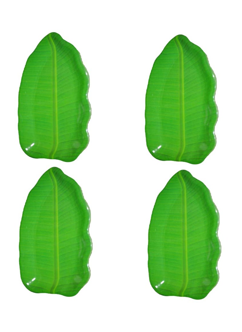 Smart Buy Melamine Banana Leaf Shape Dessert Plates for All Occasions, 11 inch [Set of 4 Pieces] (Green).