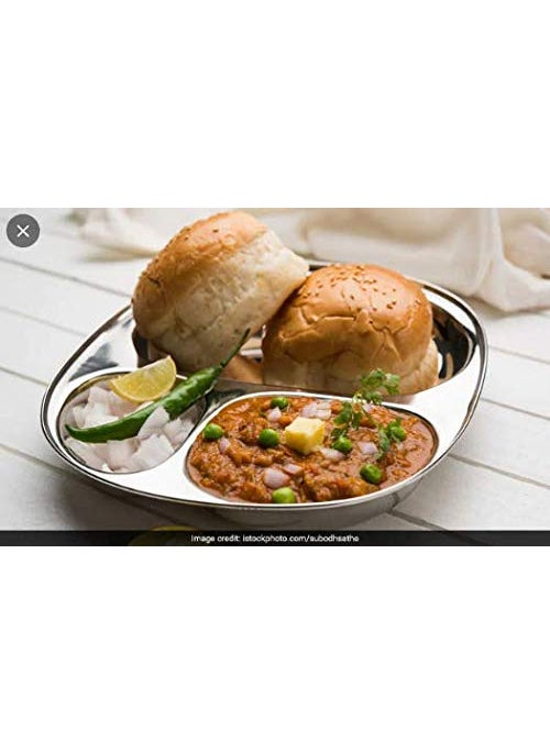 Royals Stainless Steel Plate,Compartment Plate |Pack of 4| Pav Bhaji Plate | Idli Plate | Dinner Plates | Kitchen Tools |