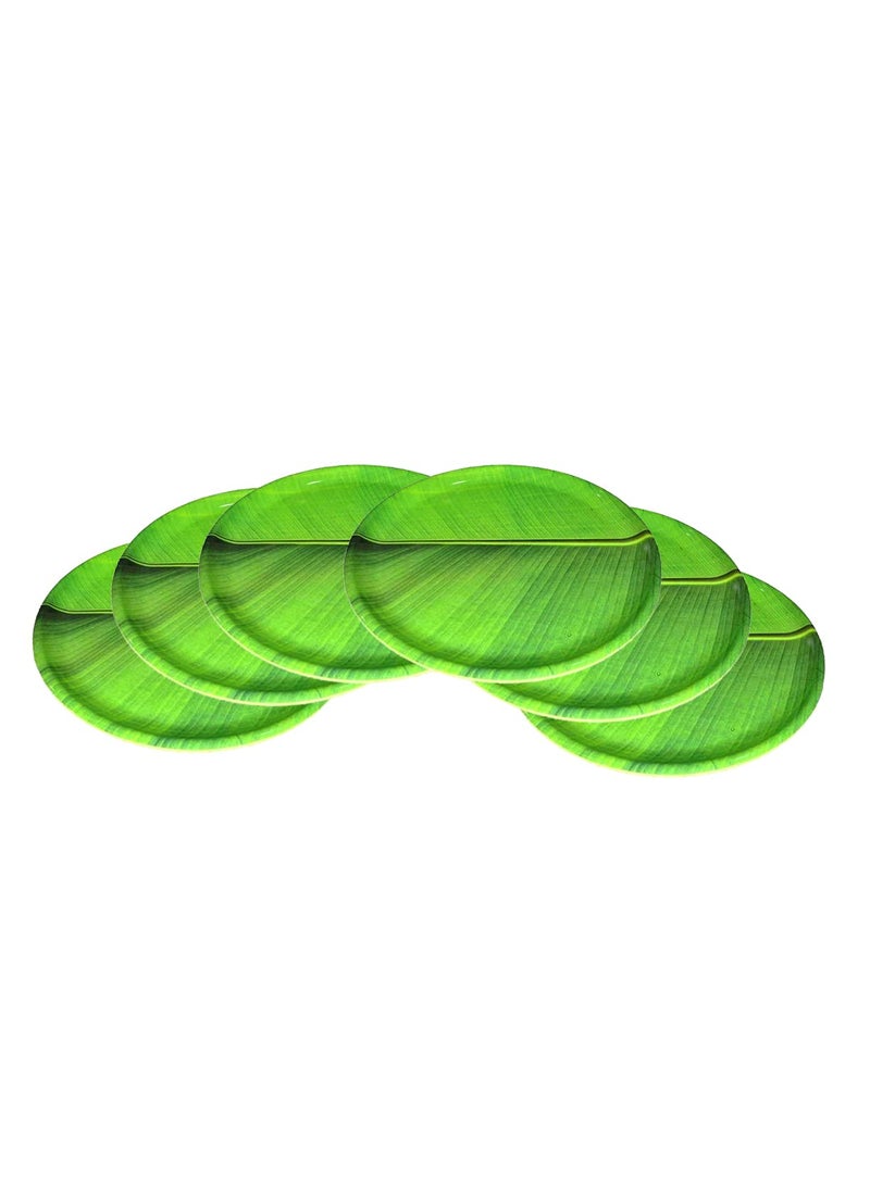 Smart Buy Banana Design Round Melamine Dinner/Dinnerware Plates, 10” inch [Set of 6 Plates] “Color-Green”