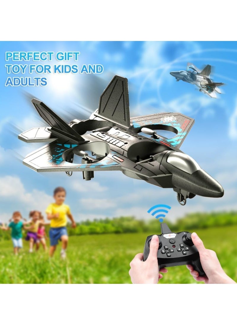 RC Helicopter Plane for Kids LO712, 2.4Ghz Remote Control Jet Fighter Airplane 3D Flip Quadcopter Toy Gifts, Cool Lights Stunt Airplane Roll Hovering for Boys Beginners (LO712)