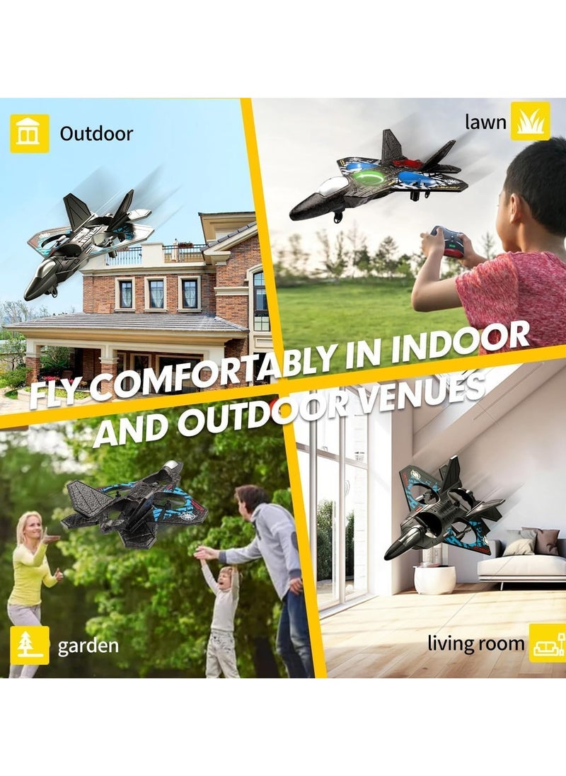 RC Helicopter Plane for Kids LO712, 2.4Ghz Remote Control Jet Fighter Airplane 3D Flip Quadcopter Toy Gifts, Cool Lights Stunt Airplane Roll Hovering for Boys Beginners (LO712)