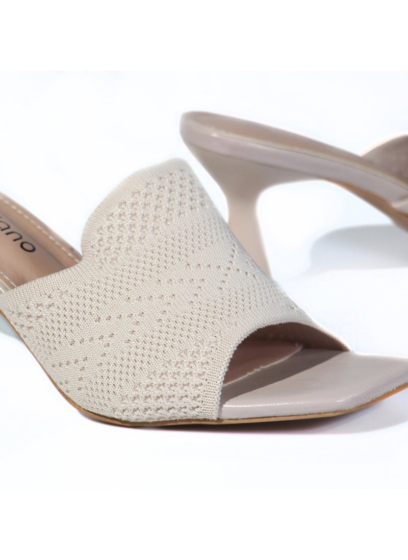 Women High Heeled Sandal Shoes | Low Heel Mules – Elegant Slip-On Fabric Heeled Sandals for Work and Occasions
